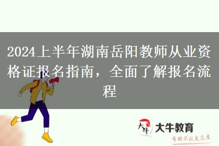 2024上半年湖南岳阳教师从业资格证报名指南，全面了解报名流程