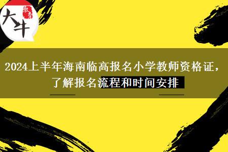 2024上半年海南临高报名小学教师资格证，了解报名流程和时间安排